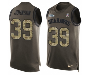 Men's Nike Seattle Seahawks #39 Dontae Johnson Limited Green Salute to Service Tank Top NFL Jersey