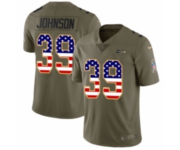 Men's Nike Seattle Seahawks #39 Dontae Johnson Limited Olive USA Flag 2017 Salute to Service NFL Jersey