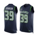 Men's Nike Seattle Seahawks #39 Dontae Johnson Limited Steel Blue Player Name & Number Tank Top NFL Jersey