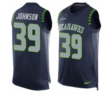 Men's Nike Seattle Seahawks #39 Dontae Johnson Limited Steel Blue Player Name & Number Tank Top NFL Jersey