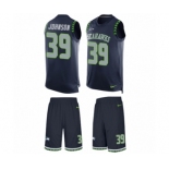 Men's Nike Seattle Seahawks #39 Dontae Johnson Limited Steel Blue Tank Top Suit NFL Jersey