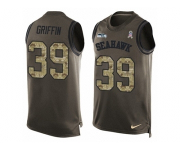 Men's Nike Seattle Seahawks #39 Shaquill Griffin Limited Green Salute to Service Tank Top NFL Jersey