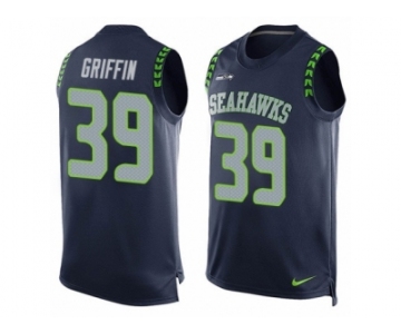 Men's Nike Seattle Seahawks #39 Shaquill Griffin Limited Steel Blue Player Name & Number Tank Top NFL Jersey