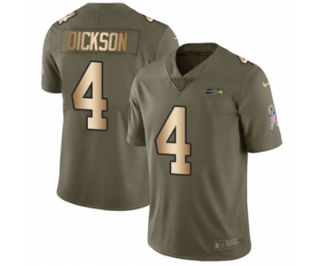 Men's Nike Seattle Seahawks #4 Michael Dickson Limited Olive Gold 2017 Salute to Service NFL Jersey