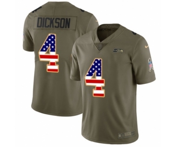 Men's Nike Seattle Seahawks #4 Michael Dickson Limited Olive USA Flag 2017 Salute to Service NFL Jersey