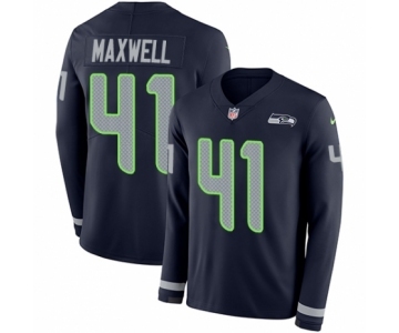 Men's Nike Seattle Seahawks #41 Byron Maxwell Limited Navy Blue Therma Long Sleeve NFL Jersey