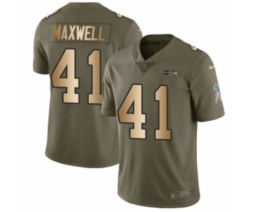 Men's Nike Seattle Seahawks #41 Byron Maxwell Limited Olive Gold 2017 Salute to Service NFL Jersey