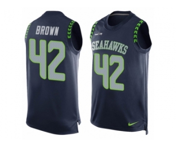 Men's Nike Seattle Seahawks #42 Arthur Brown Limited Steel Blue Player Name & Number Tank Top NFL Jersey