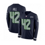 Men's Nike Seattle Seahawks #42 Delano Hill Limited Navy Blue Therma Long Sleeve NFL Jersey