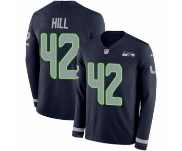 Men's Nike Seattle Seahawks #42 Delano Hill Limited Navy Blue Therma Long Sleeve NFL Jersey