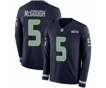 Men's Nike Seattle Seahawks #5 Alex McGough Limited Navy Blue Therma Long Sleeve NFL Jersey