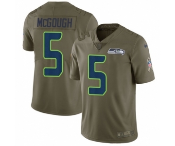 Men's Nike Seattle Seahawks #5 Alex McGough Limited Olive 2017 Salute to Service NFL Jersey