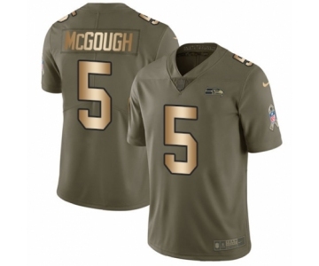 Men's Nike Seattle Seahawks #5 Alex McGough Limited Olive Gold 2017 Salute to Service NFL Jersey