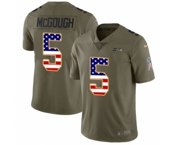 Men's Nike Seattle Seahawks #5 Alex McGough Limited Olive USA Flag 2017 Salute to Service NFL Jersey