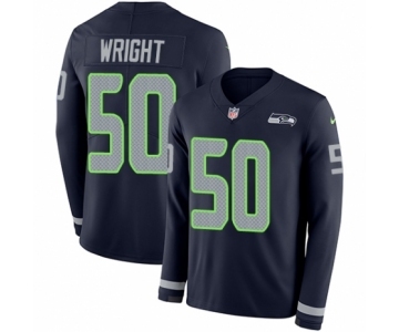 Men's Nike Seattle Seahawks #50 K.J. Wright Limited Navy Blue Therma Long Sleeve NFL Jersey