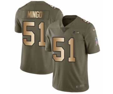 Men's Nike Seattle Seahawks #51 Barkevious Mingo Limited Olive Gold 2017 Salute to Service NFL Jersey