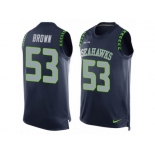 Men's Nike Seattle Seahawks #53 Arthur Brown Limited Steel Blue Player Name & Number Tank Top NFL Jersey