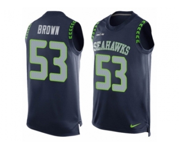 Men's Nike Seattle Seahawks #53 Arthur Brown Limited Steel Blue Player Name & Number Tank Top NFL Jersey