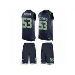 Men's Nike Seattle Seahawks #53 Arthur Brown Limited Steel Blue Tank Top Suit NFL Jersey