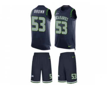 Men's Nike Seattle Seahawks #53 Arthur Brown Limited Steel Blue Tank Top Suit NFL Jersey