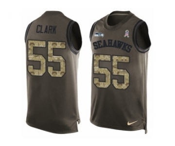 Men's Nike Seattle Seahawks #55 Frank Clark Limited Green Salute to Service Tank Top NFL Jersey