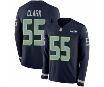 Men's Nike Seattle Seahawks #55 Frank Clark Limited Navy Blue Therma Long Sleeve NFL Jersey