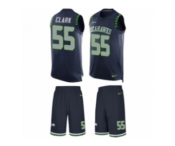 Men's Nike Seattle Seahawks #55 Frank Clark Limited Steel Blue Tank Top Suit NFL Jersey