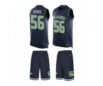 Men's Nike Seattle Seahawks #56 Cliff Avril Limited Steel Blue Tank Top Suit NFL Jersey