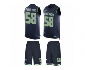 Men's Nike Seattle Seahawks #58 Kevin Pierre-Louis Limited Steel Blue Tank Top Suit NFL Jersey