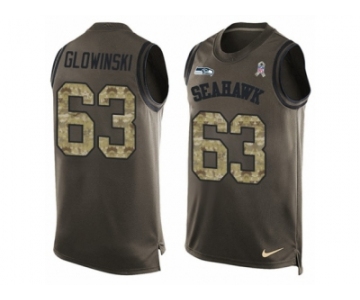 Men's Nike Seattle Seahawks #63 Mark Glowinski Limited Green Salute to Service Tank Top NFL Jersey