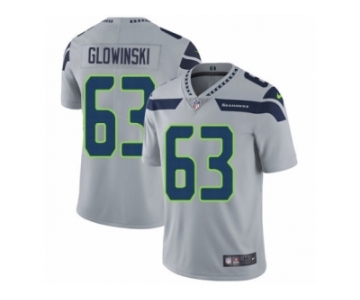 Men's Nike Seattle Seahawks #63 Mark Glowinski Vapor Untouchable Limited Grey Alternate NFL Jersey