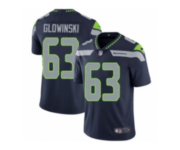 Men's Nike Seattle Seahawks #63 Mark Glowinski Vapor Untouchable Limited Steel Blue Team Color NFL Jersey