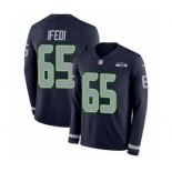 Men's Nike Seattle Seahawks #65 Germain Ifedi Limited Navy Blue Therma Long Sleeve NFL Jersey