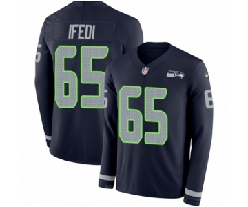 Men's Nike Seattle Seahawks #65 Germain Ifedi Limited Navy Blue Therma Long Sleeve NFL Jersey