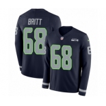 Men's Nike Seattle Seahawks #68 Justin Britt Limited Navy Blue Therma Long Sleeve NFL Jersey