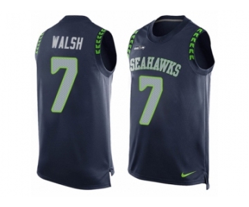 Men's Nike Seattle Seahawks #7 Blair Walsh Limited Steel Blue Player Name & Number Tank Top NFL Jersey