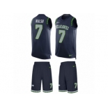 Men's Nike Seattle Seahawks #7 Blair Walsh Limited Steel Blue Tank Top Suit NFL Jersey