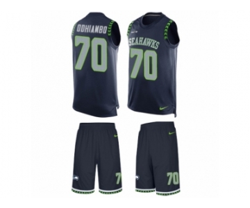 Men's Nike Seattle Seahawks #70 Rees Odhiambo Limited Steel Blue Tank Top Suit NFL Jersey