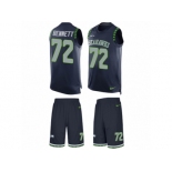 Men's Nike Seattle Seahawks #72 Michael Bennett Limited Steel Blue Tank Top Suit NFL Jersey