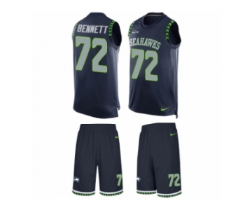 Men's Nike Seattle Seahawks #72 Michael Bennett Limited Steel Blue Tank Top Suit NFL Jersey