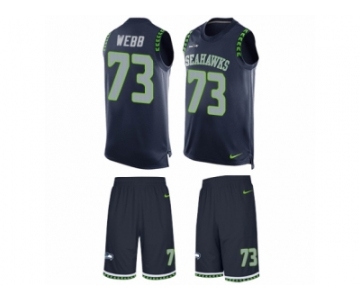 Men's Nike Seattle Seahawks #73 J'Marcus Webb Limited Steel Blue Tank Top Suit NFL Jersey