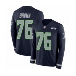 Men's Nike Seattle Seahawks #76 Duane Brown Limited Navy Blue Therma Long Sleeve NFL Jersey