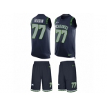 Men's Nike Seattle Seahawks #77 Ahtyba Rubin Limited Steel Blue Tank Top Suit NFL Jersey