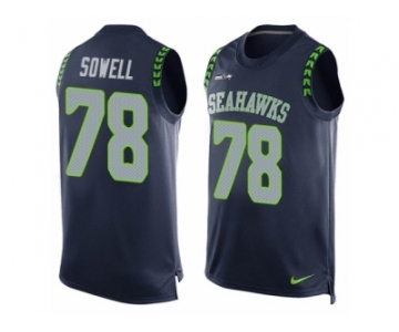 Men's Nike Seattle Seahawks #78 Bradley Sowell Limited Steel Blue Player Name & Number Tank Top NFL Jersey