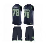 Men's Nike Seattle Seahawks #78 D.J. Fluker Limited Steel Blue Tank Top Suit NFL Jersey