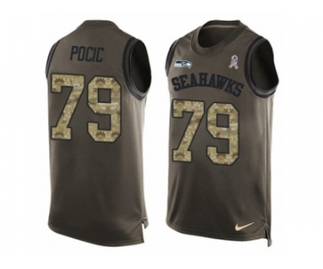 Men's Nike Seattle Seahawks #79 Ethan Pocic Limited Green Salute to Service Tank Top NFL Jersey