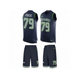 Men's Nike Seattle Seahawks #79 Ethan Pocic Limited Steel Blue Tank Top Suit NFL Jersey