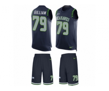 Men's Nike Seattle Seahawks #79 Garry Gilliam Limited Steel Blue Tank Top Suit NFL Jersey