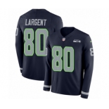 Men's Nike Seattle Seahawks #80 Steve Largent Limited Navy Blue Therma Long Sleeve NFL Jersey