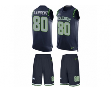 Men's Nike Seattle Seahawks #80 Steve Largent Limited Steel Blue Tank Top Suit NFL Jersey